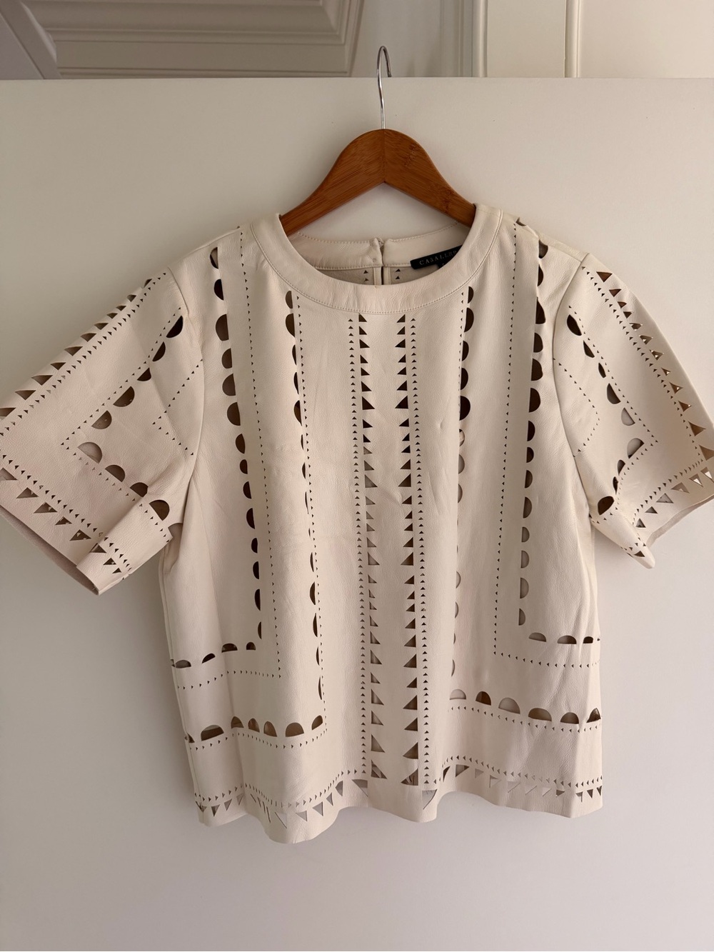 Cream Laser-Cut Short Sleeve Tee